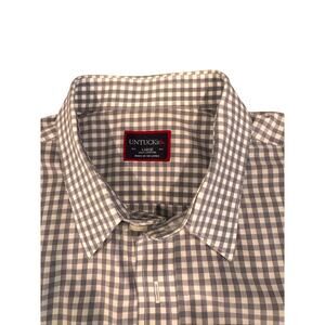 UNTUCKit Men’s Large Shirt Regular Long Sleeve Button Up Gray Gingham‎